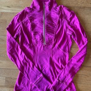 Lululemon Fuchsia pink Running Yoga Long Sleeved Shirt Ruffle Details 4